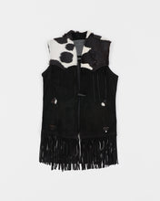 Cargar imagen en el visor de la galería, Handmade Black Leather Fringe Vest

