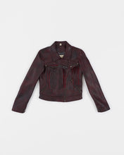 Cargar imagen en el visor de la galería, Handmade Burgundy Leather Fringe Short Jacket
