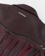 Cargar imagen en el visor de la galería, Handmade Burgundy Leather Fringe Short Jacket

