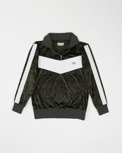 Military Green Velvet Track Jacket