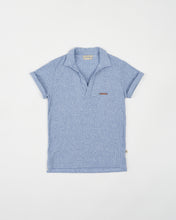 Cargar imagen en el visor de la galería, Blue knitted wide neck polo
