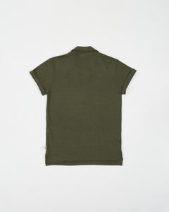Military Green Knitted Wide Neck Polo