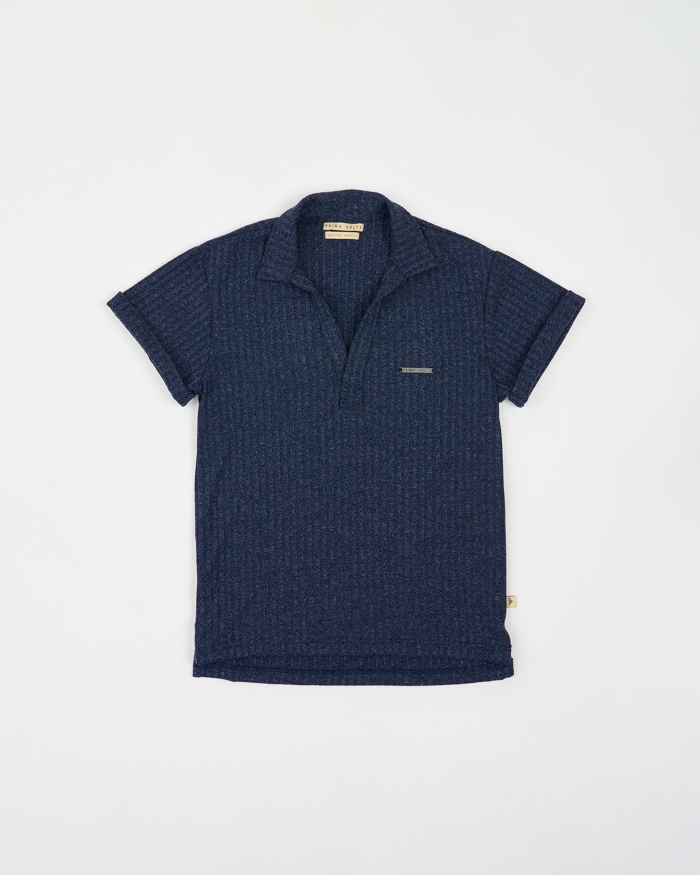 Midnight Blue Knitted Wide Neck Polo