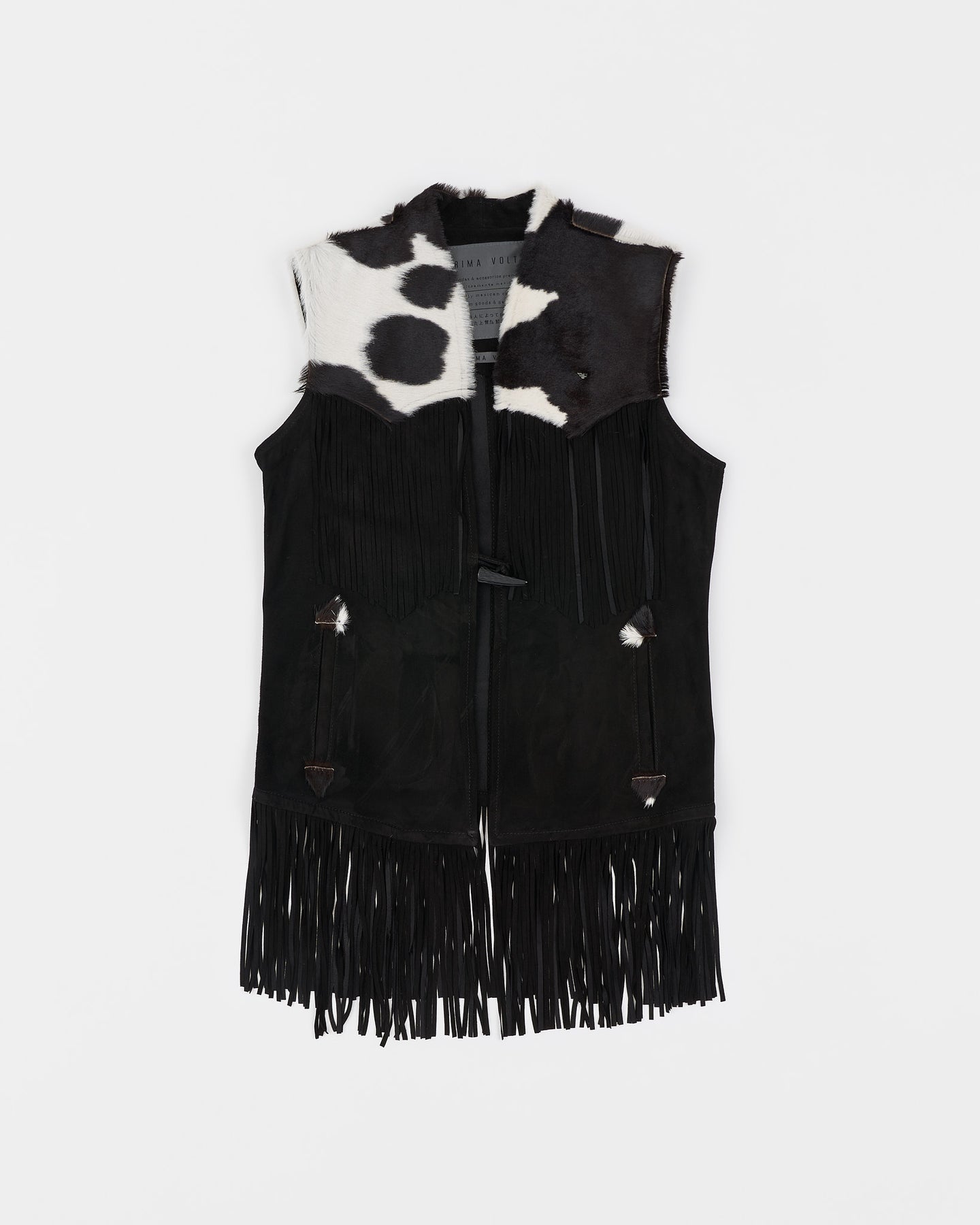 Handmade Black Leather Fringe Vest