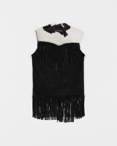 Handmade Black Leather Fringe Vest