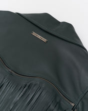 Cargar imagen en el visor de la galería, Handmade Green Leather Fringe Jacket
