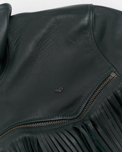 Cargar imagen en el visor de la galería, Handmade Green Leather Fringe Jacket
