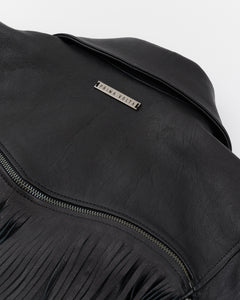 Handmade Black Leather Fringe Jacket
