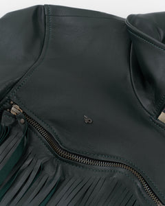 Handmade Green Leather Fringe Short Jacket
